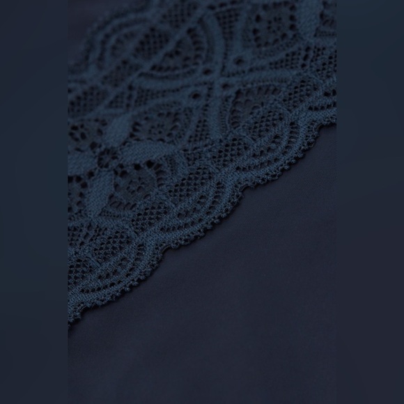 NWT Intimissimi High Waist Panties in Ultralight Microfiber with Lace Trim Navy - Picture 6 of 6